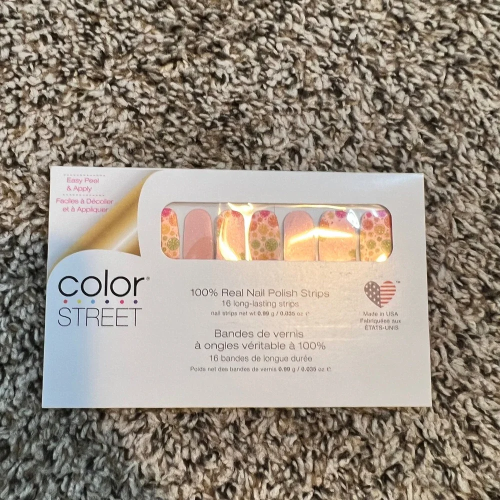 Color Street Main Squeeze Nail Polish Strip FDS595 Pink Citrus Fruit Glitter NEW - Picture 1 of 2